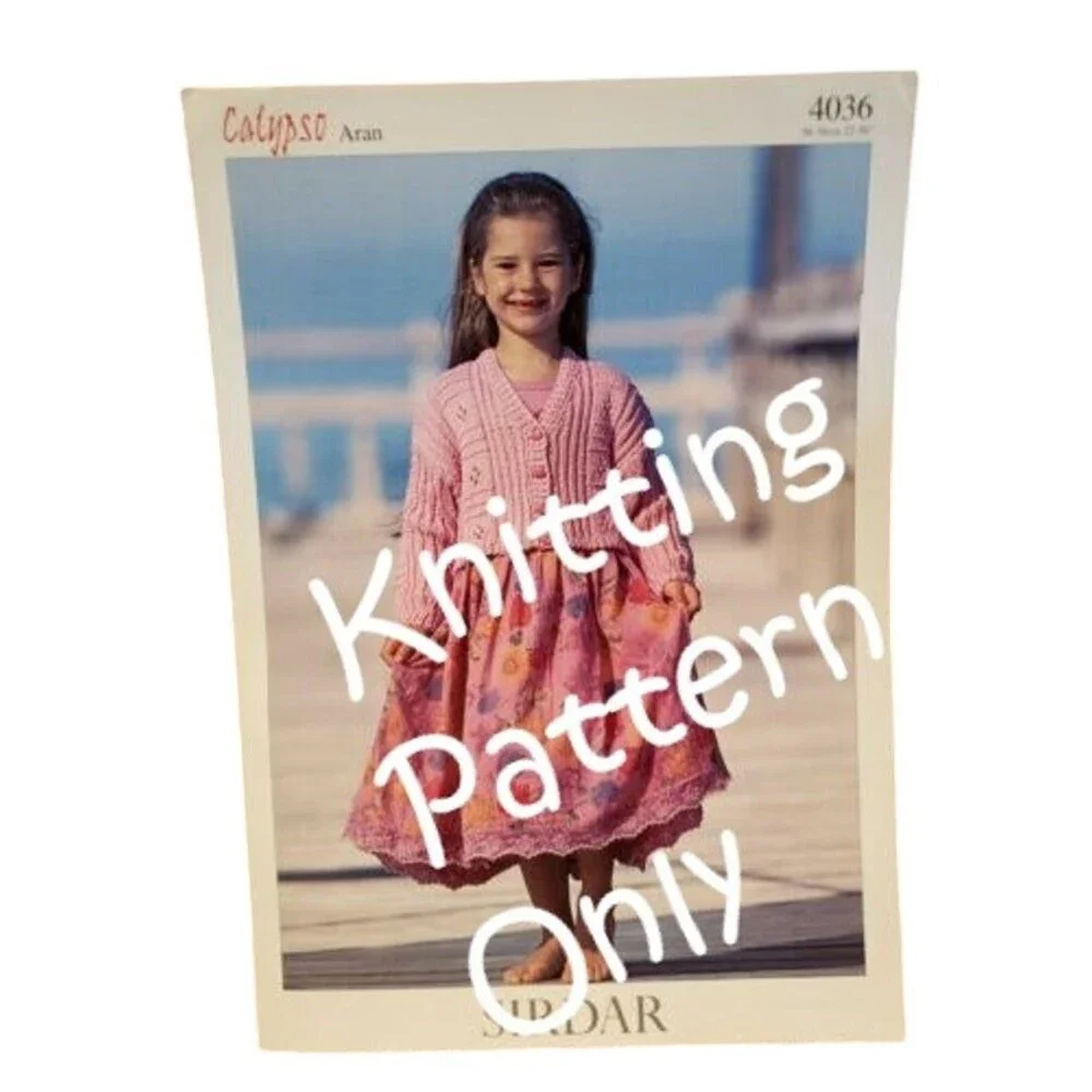 New Sirdar 4036 Calypso Aran Child Cardigan Sweater Knitting Pattern
